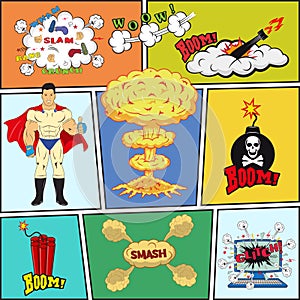 Set of Retro Comic Book Vector Design elements