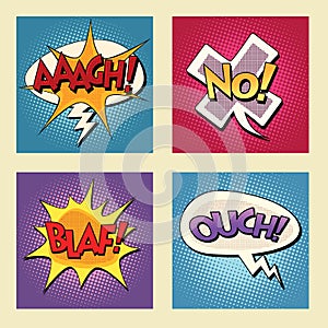 Set of retro comic bubbles pop art phrases vector