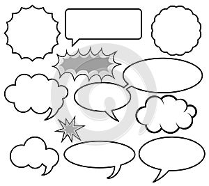 Set of Retro Comic Chat Bubbles - Collection of Vector Illustration