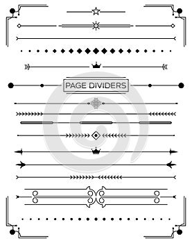 Set of Retro Decorative Page Dividers and Design Elements.