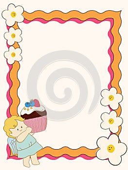 Set retro doodle character cute cupid eros angel with heart and abstract background