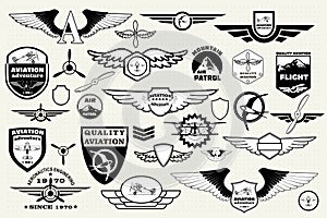 Set retro emblems, design elements , badges and logo. Aviation