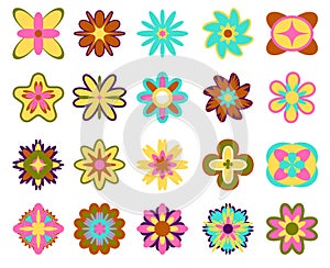 Set of Retro Groovy Flowers