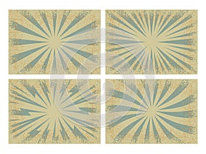 Set of retro grunge sunburst background