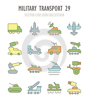 Set of Retro Icons of Military Transport.