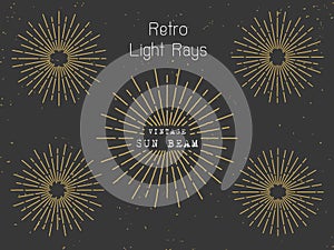 Set of retro light rays background for vintage logo