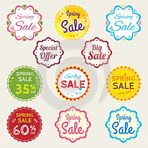 Set of retro promotion discount sale and guarantee tag banner