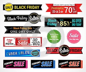 Set of retro promotion discount sale and guarantee tag banner la