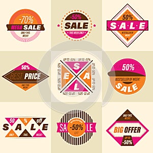 Set of retro sale badge. Stickers premium quality