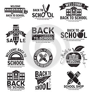 Set of retro school vintage badges and labels.