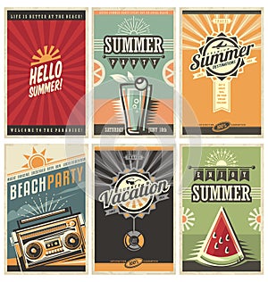 Set of retro summer holiday posters photo