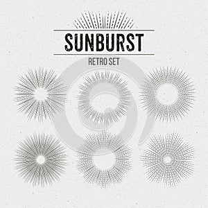 Set of Retro Sun burst shapes. Vector illustration