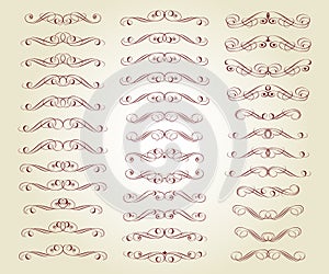 Set of retro text dividers and decorative calligraphic lines.
