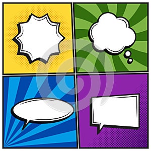 Set of retro thinking speech bubbles in Pop Art comic style