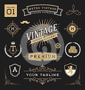 Set of retro vintage graphic design elements