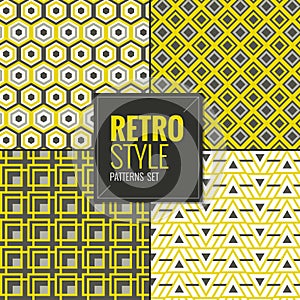 Set of Retro vintage seamless patterns set vector illustration