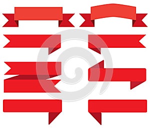 Set ribbon banner. red ribbon banner on white background.