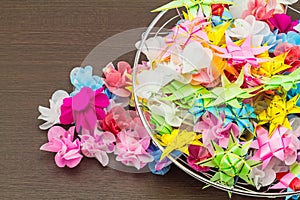 Set ribbon folded into a flower. Wrap coins by hand. I worked for the sacred(ordination ,matriculation ,initiation) in photo