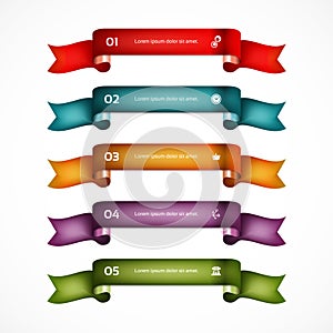 Set of ribbons. Infographic design. Numbered banners.