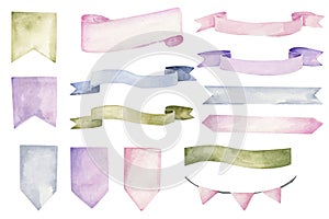 Set of ribbons  watercolor