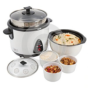 Rice cooker set isolated on white background