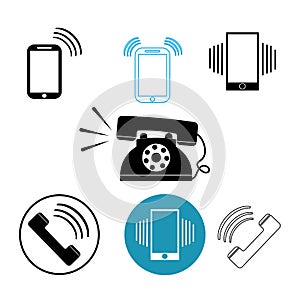 set of ringing phone illustration vector