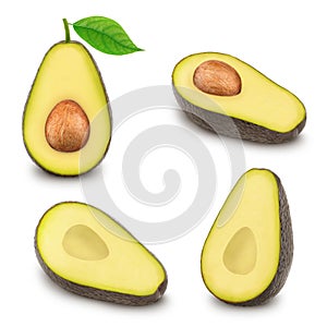 Set of ripe avocados isolated on a white