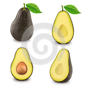 Set of ripe avocados isolated on a white photo