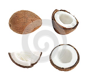 Set of ripe coconuts isolated
