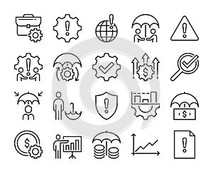 Set of Risk Management Line Icons. Vector Illustration. Editable Stroke, 64x64 Pixel Perfect.