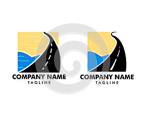 Set of Road Beach logo design Vector