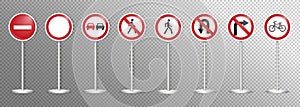 Set of road signs isolated. Vector illustration.