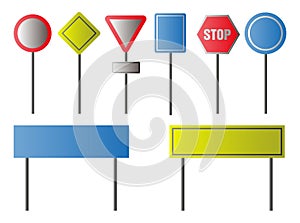 Set of road signs isolated on a white background. Vector illustration