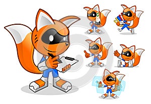 Set of Robot Fox Assistant