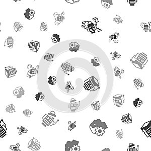 Set Robot, Humanoid robot, and on seamless pattern. Vector