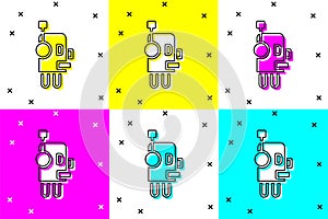 Set Robot icon isolated on color background. Artificial intelligence, machine learning, cloud computing. Vector