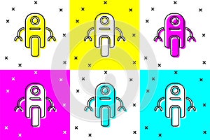 Set Robot icon isolated on color background. Artificial intelligence, machine learning, cloud computing. Vector