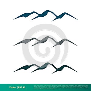 Set Rock Mountain Vector Icon Logo Template Illustration Design. Vector EPS 10.