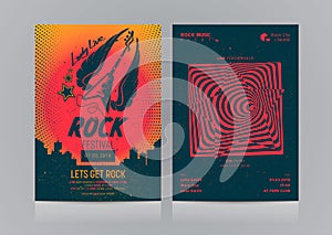 Set of Rock Music Flyer Layout.