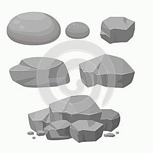 Set of Rock Stone with Different Shape.Flat vector Illustration.