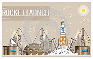 Set of rocket launch and spacecraft icons in thin line style. Linear symbol illustration concept. Outline modern vector illustrati