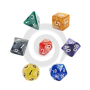 Set of roleplaying dices isolated