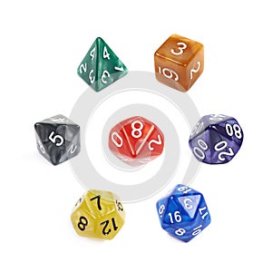 Set of roleplaying dices isolated