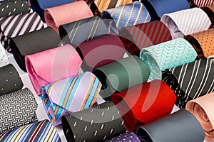 Set of rolled up neck ties