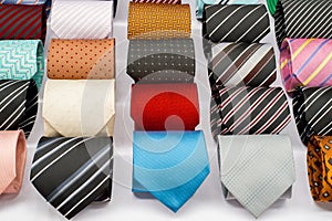 Set of rolled up neck ties