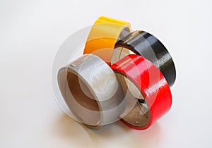 Set of rolls scotch tape colorful, sticky tape cut isolated on white background. can use business-paperwork-banner products