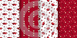 Set of romantic seamless patterns, vector graphics