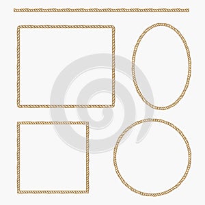 Set of rope frame. Vector illustration.