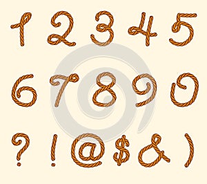 Set of rope symbols and numbers