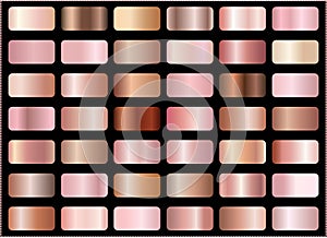 Set of rose gold gradients collection. Foil texture backgrounds.